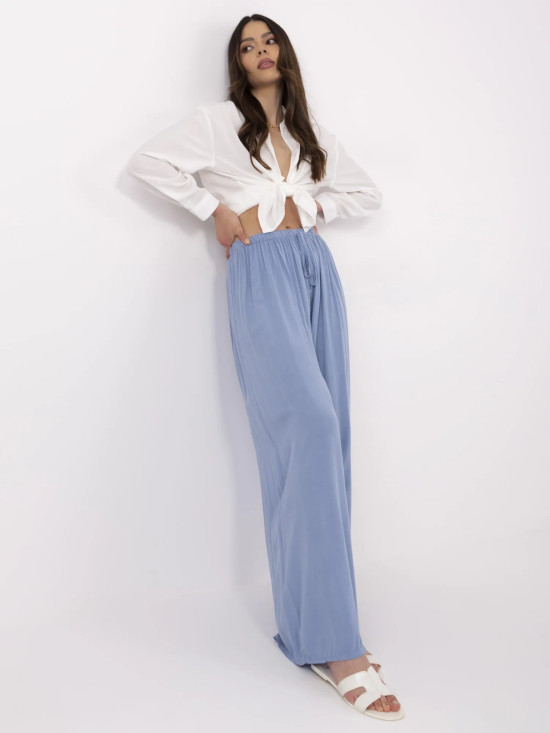 Stilvolle blaue Hose mit hohem Bund