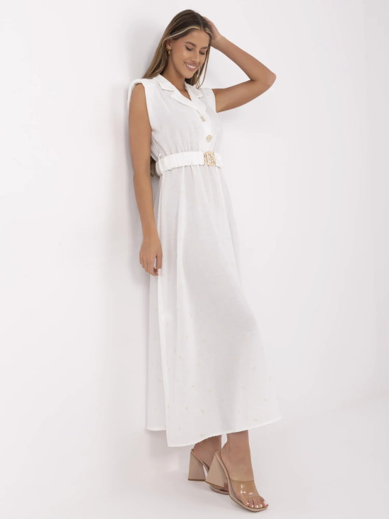 Weiße ausgestellte Kleid mit Stickerei