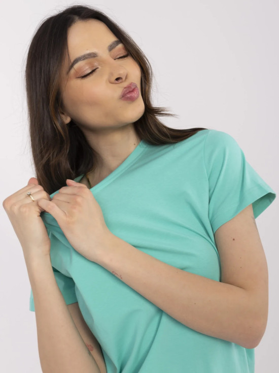 Türkisfarbenes T-Shirt mit kurzen Ärmeln