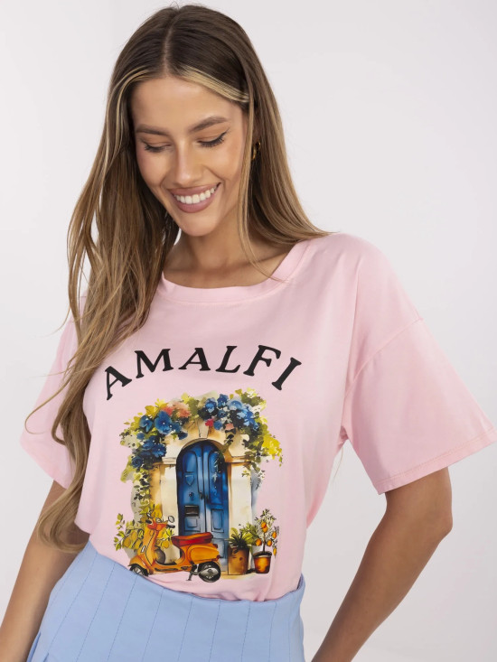 Stylisches T-Shirt mit kurzen Ärmeln in hellrosa