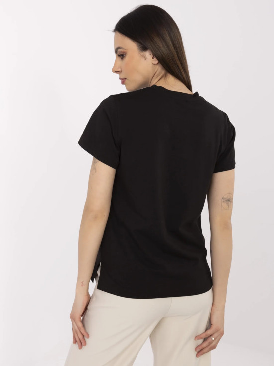 Stylisches schwarzes T-Shirt mit Applikation