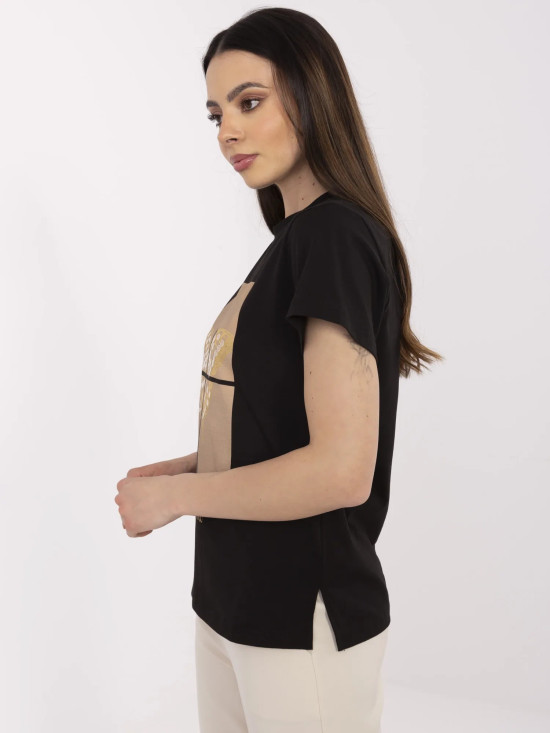 Stylisches schwarzes T-Shirt mit Applikation