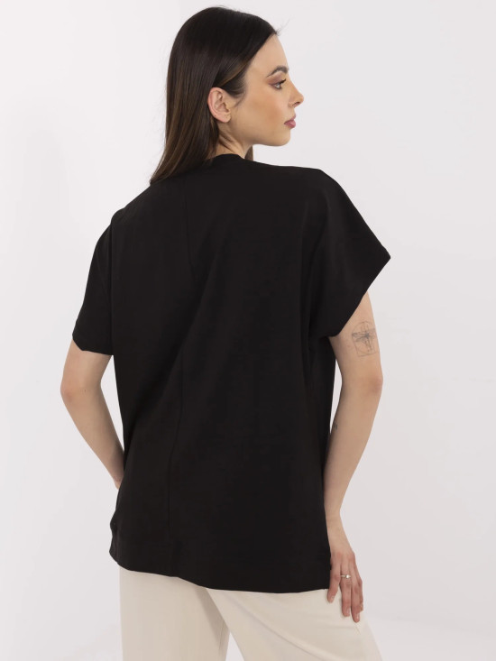 Stylische schwarze Bluse mit Applikation