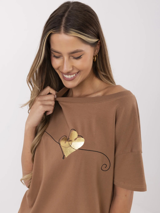 Stylisches T-Shirt mit kurzen Ärmeln in Beige