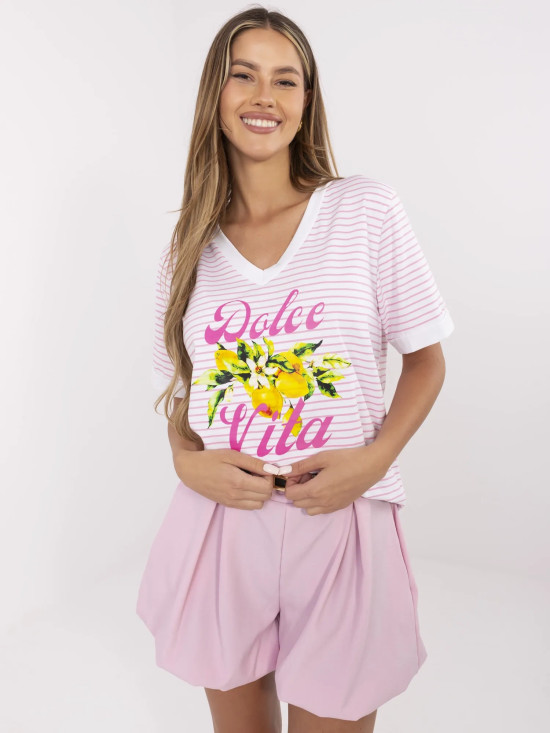 Stylische rosa Bluse mit V-Ausschnitt