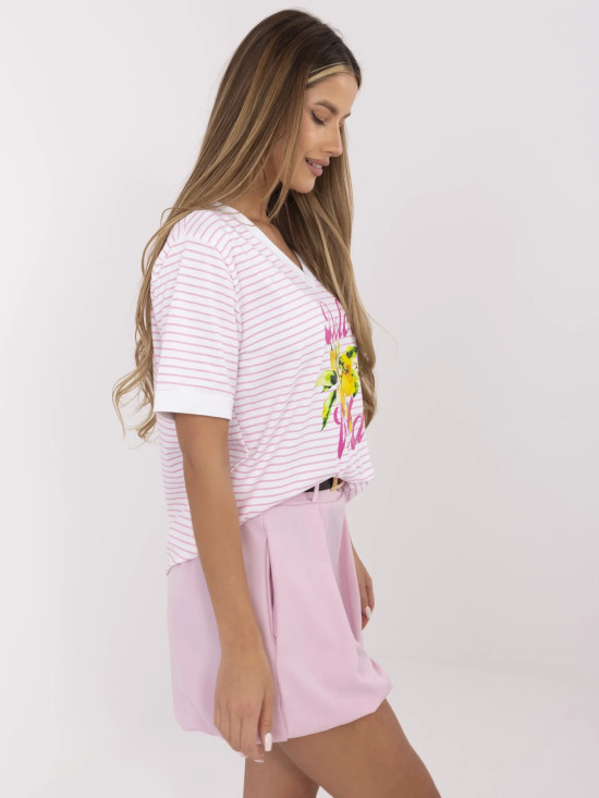 Stylische rosa Bluse mit V-Ausschnitt