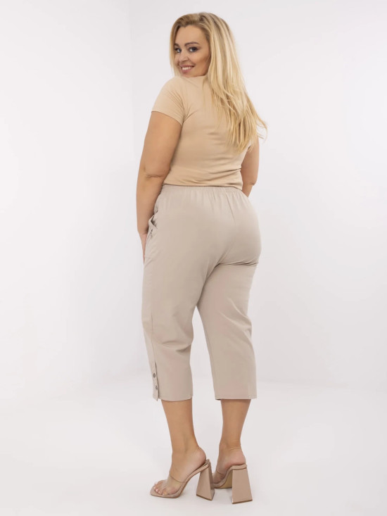 Beige Damenhose mit hohem Bund