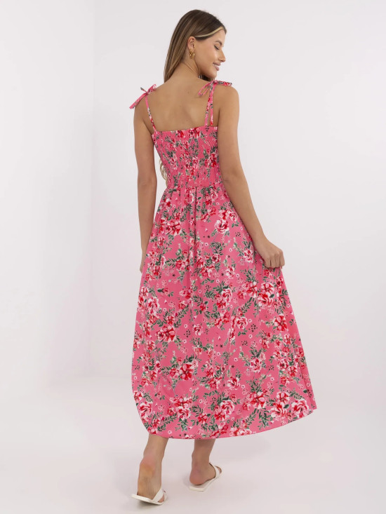 Rosa ausgestellte Kleid mit Blumenmuster