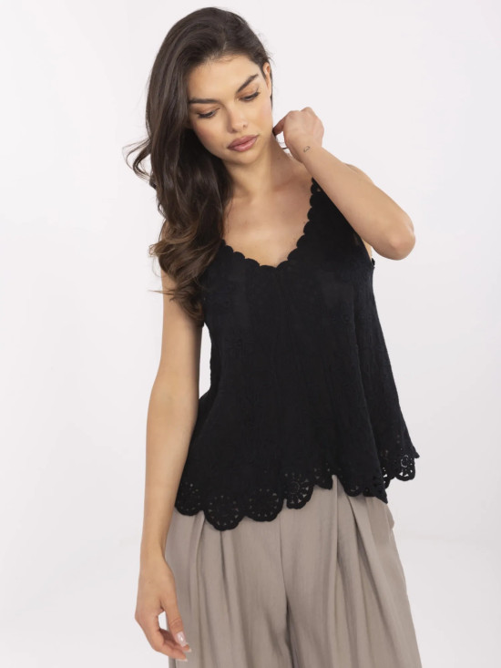 Stilvolle schwarze Bluse mit V-Ausschnitt