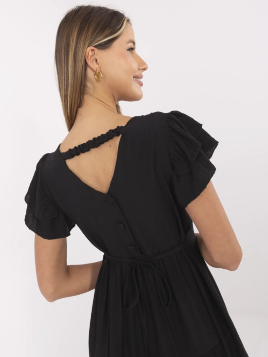 Elegantes schwarzes ausgestelltes Kleid