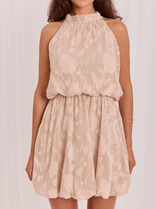 Beiges ausgestelltes Minikleid
