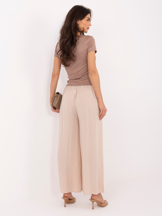 Beige Palazzo-Hose aus Viskose
