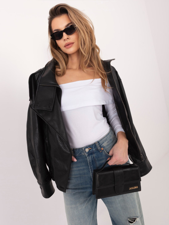 Weiße Bluse mit Carmen-Ausschnitt und 3/4-Ärmeln