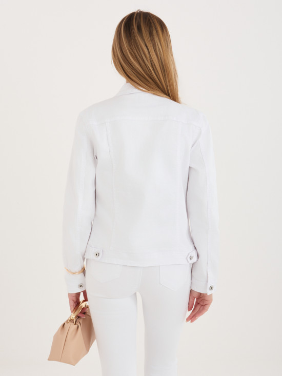 Weiße Jeansjacke mit Kragen