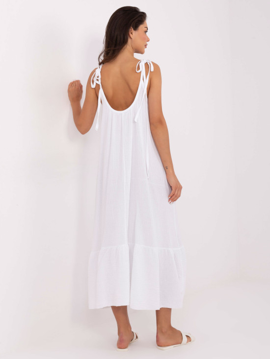 Weiße ausgestellte Kleid mit Bindung