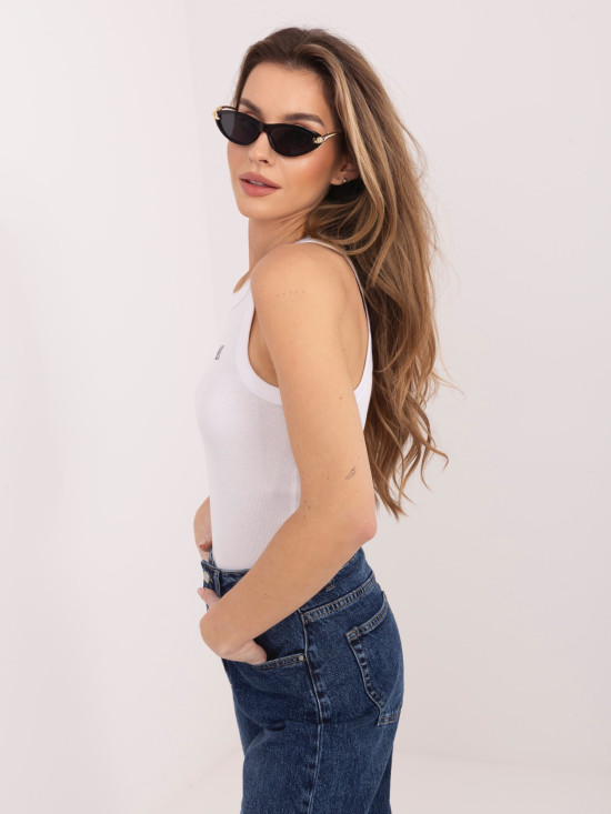 Weißes Baumwolltop mit Stickerei und Schriftzug