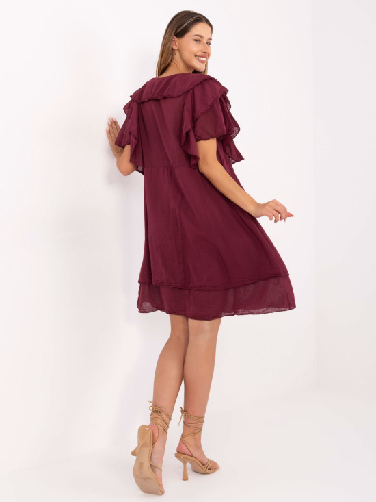 Oversize Kleid mit kurzen Ärmeln in Bordeaux