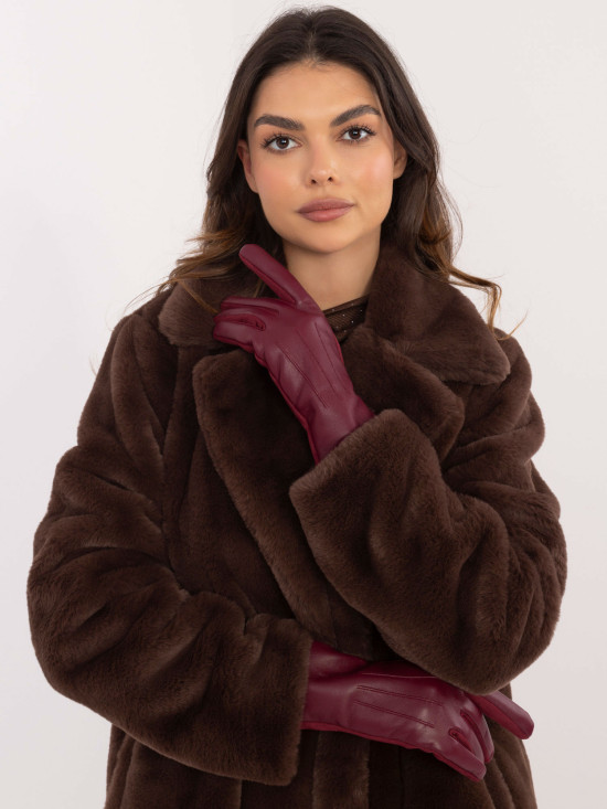 Damenhandschuhe mit Futter in Bordeaux