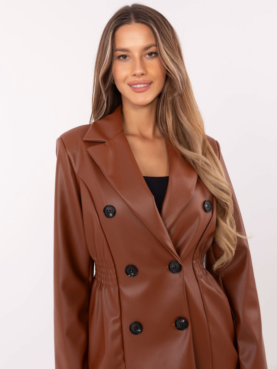 Brauner Damen-Blazer mit doppelreihigem Verschluss
