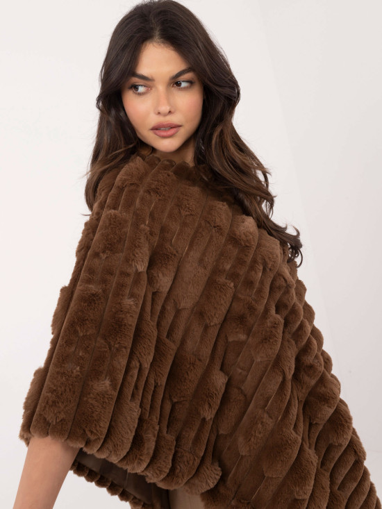 Braunes Poncho mit Futter und kurzen Ärmeln