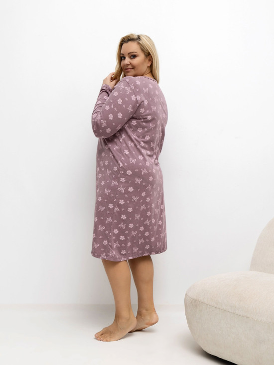 Damen-Nachthemd mit Print und Knöpfen, rosa