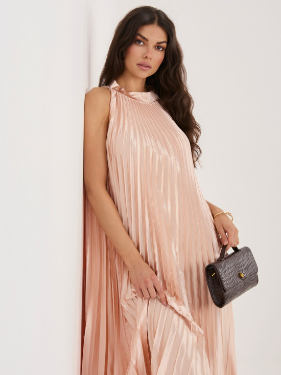 Midi-Cocktailkleid mit Volant und Bindegürtel