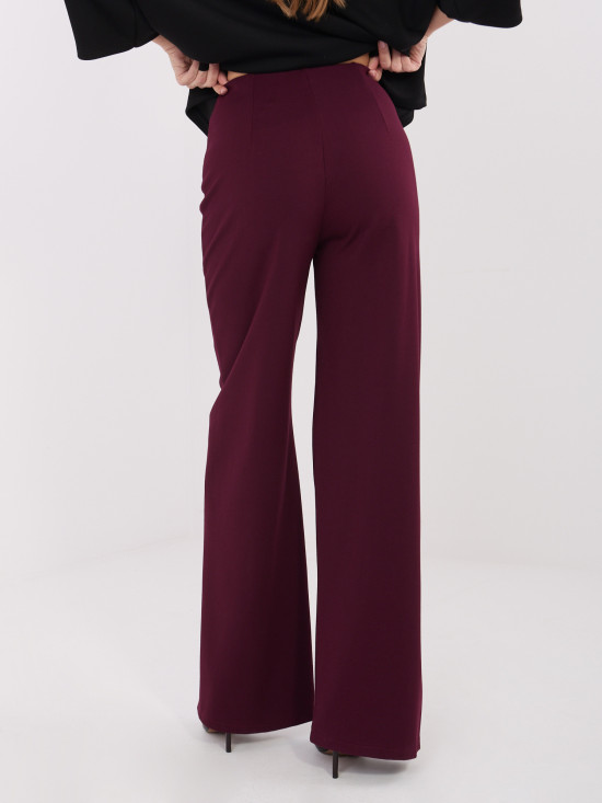 Bordeauxfarbene Wide-Leg-Hose mit hohem Bund