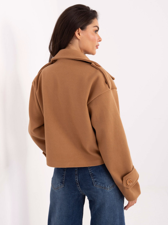 Kurze Jacke ohne Kapuze in Camel