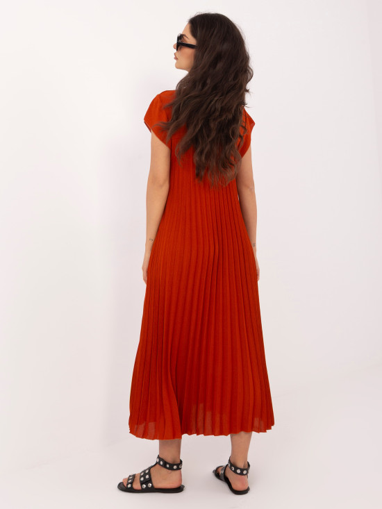 Oranges Midi-Cocktailkleid ohne Ärmel