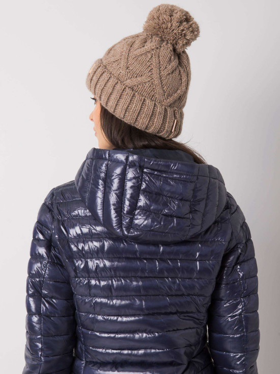 Wintermütze in dunkelbeige mit Futter