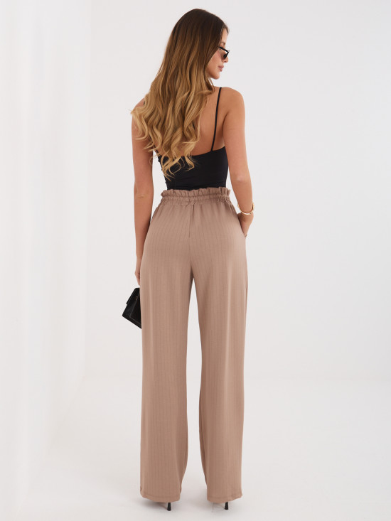 Beige Jogginghose mit Streifen und hohem Bund