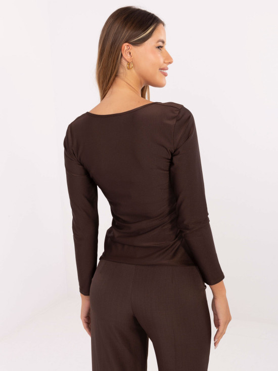 Elegante Bluse mit langen Ärmeln in Dunkelbraun