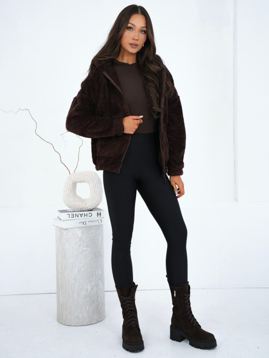 Damen-Kapuzenpullover in Braun mit Reißverschluss