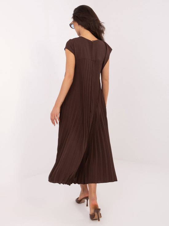 Braunes ärmelloses Midi-Kleid mit Knöpfen