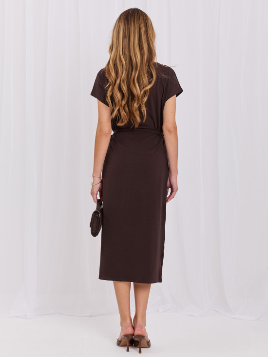 Braunes Midi-Kleid mit Gürtel