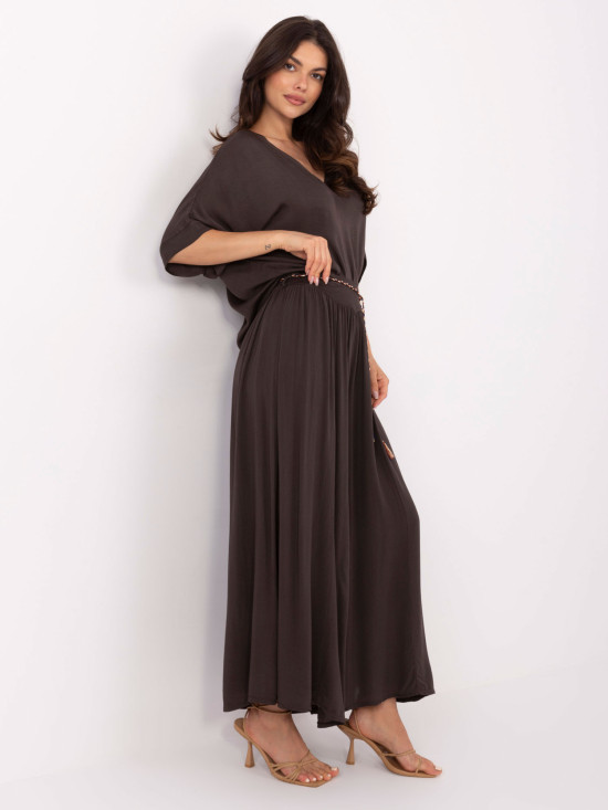 Elegante Palazzo-Hosen in Dunkelbraun