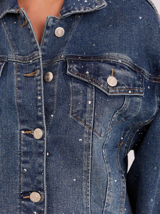 Jeansjacke mit Applikation in Dunkelblau