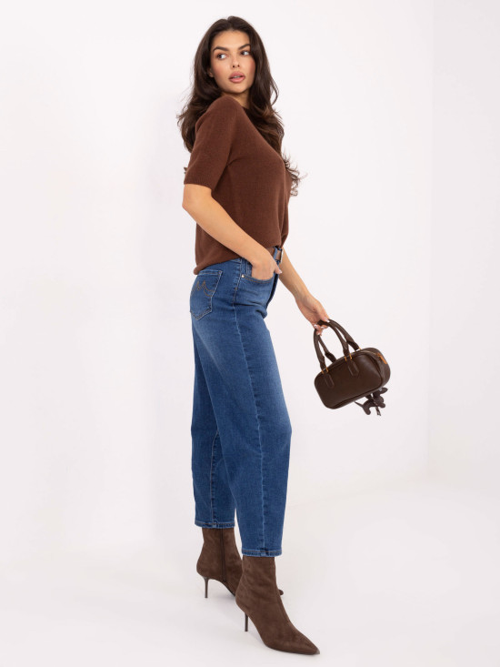Damen Mom Jeans mit hohem Bund in Dunkelblau