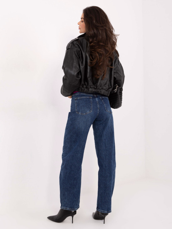 Damen-Balloon-Fit-Jeans mit hohem Bund, dunkelblau