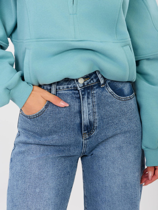 Damen-Balloon-Fit-Jeans mit hohem Bund, dunkelblau