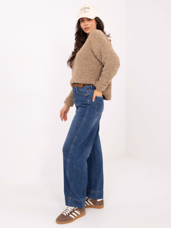 Damen-Balloon-Fit-Jeans mit hohem Bund, dunkelblau