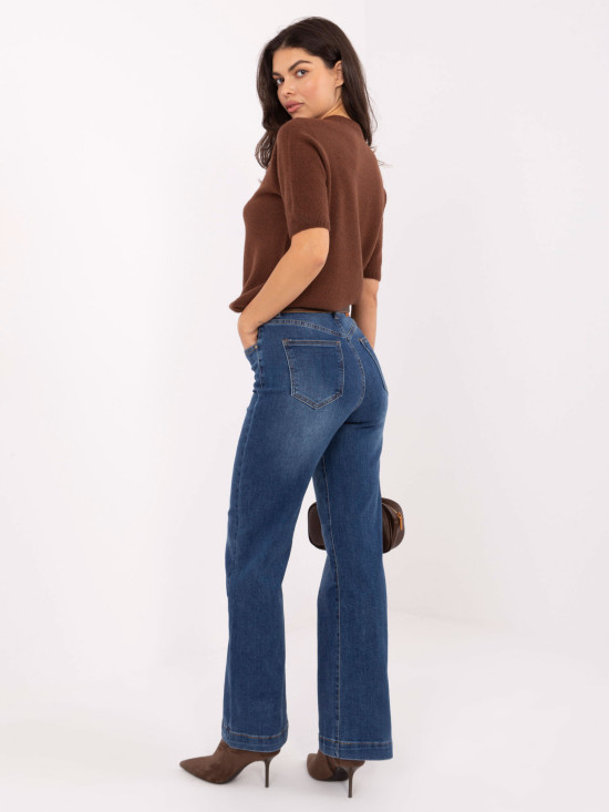 Damen Straight-Leg Jeans mit hohem Bund, dunkelblau