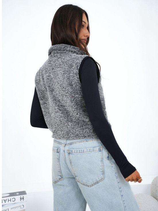 Damen Fellweste in Dunkelgrau