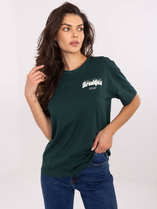Stylisches T-Shirt in Dunkelgrün mit Druck