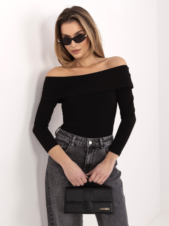 Schwarze Off-Shoulder-Bluse