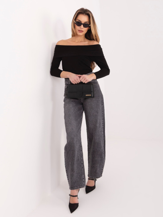 Schwarze Off-Shoulder-Bluse