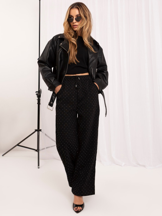 Schwarze Wide-Leg-Sweatpants mit Applikation