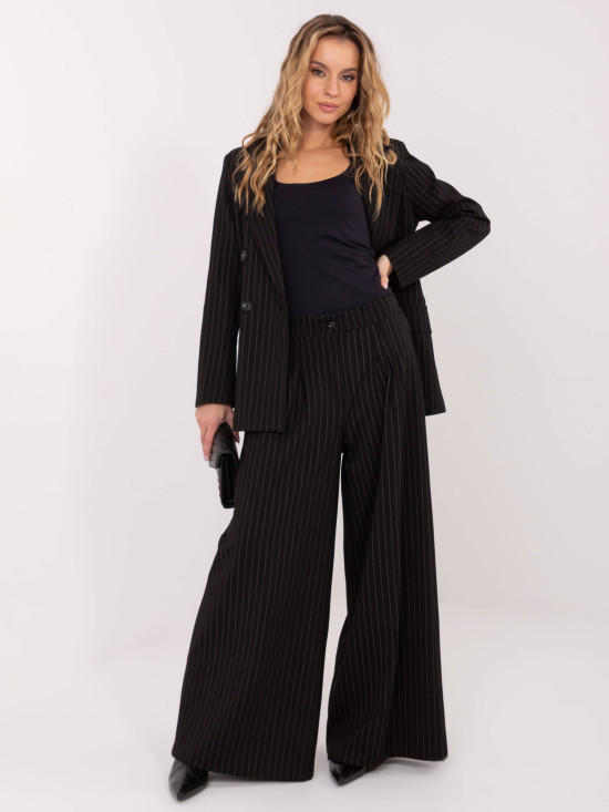 Elegante schwarze Palazzo-Hose mit Streifen