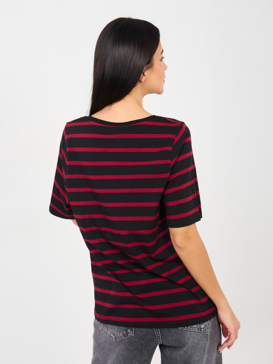 Mehrfarbiges gestreiftes T-Shirt mit kurzem Ärmel