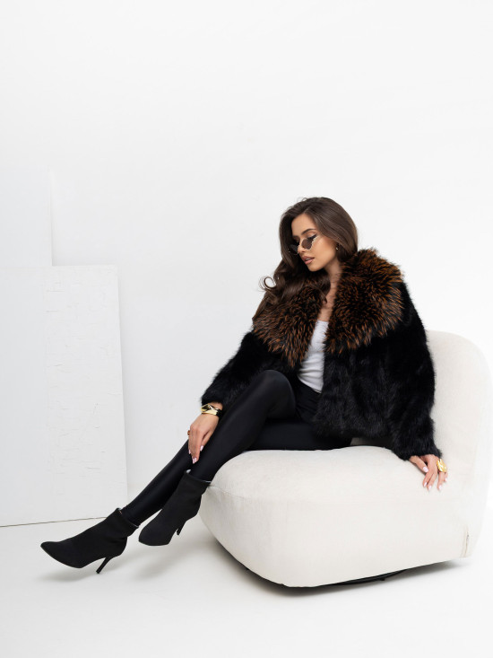 Elegante kurze Wolljacke mit Futter, schwarz